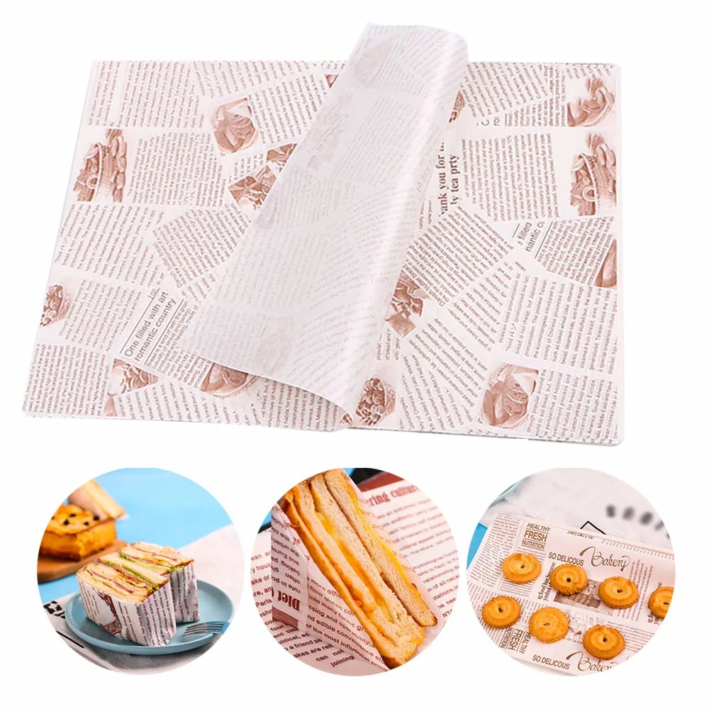 Custom Logo Printed Deli Meat Hamburger Frie Burger Sandwich Wrap Wax Food Wrapping Greaseproof Paper