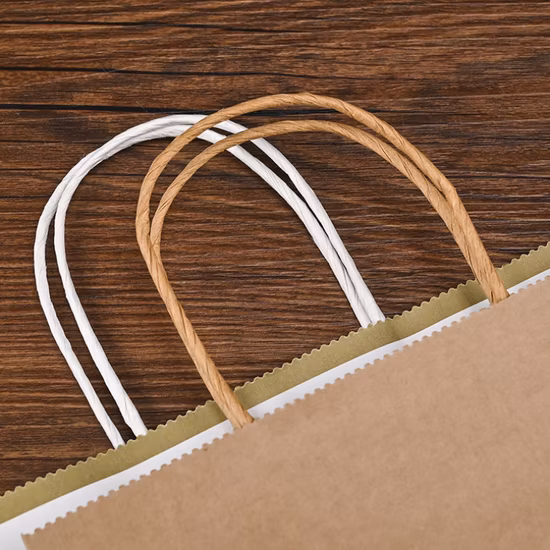 Sac en papier alimentaire biodégradable avec logo personnalisé de haute qualité avec poignée plate